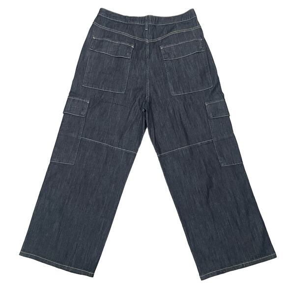 NEW Anthropologie Pilcro Low Slung Relaxed Fit Cargo Jean Blue Oversized Size 32 - Picture 11 of 15
